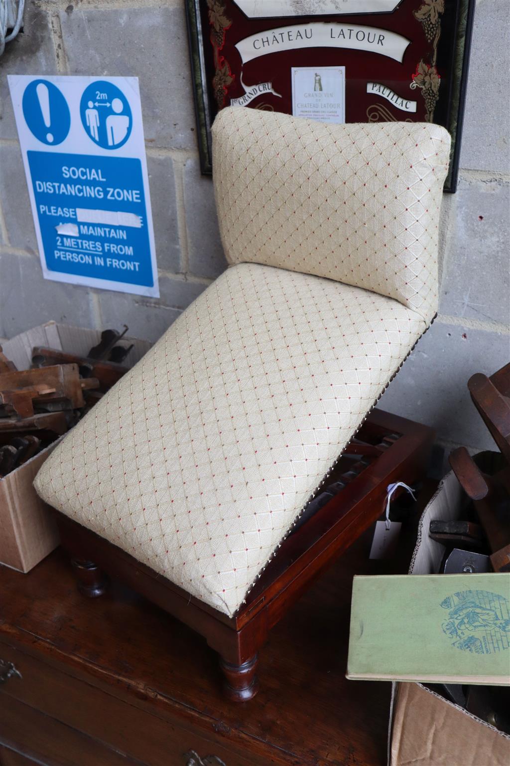A Victorian mahogany adjustable gout stool